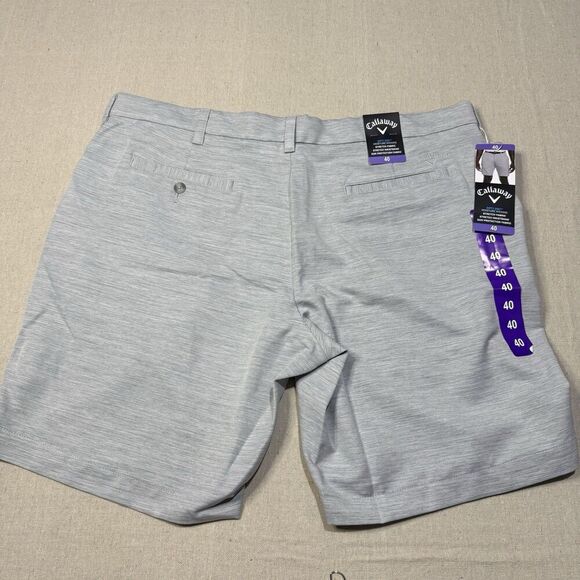 NWT Callaway OPTI-Dri Mens Shorts Flint Gray Flat Front Sz 40 Golf 9” Inseam - Picture 2 of 6